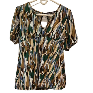 GEORGE MATERNITY Top Geogmetric pattern Elastic Sleeves Empire Cut Women's